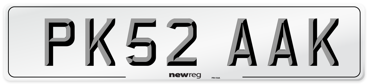 PK52 AAK Number Plate from New Reg